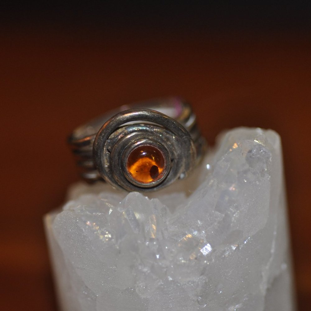 Large Multi Band Amber Ring